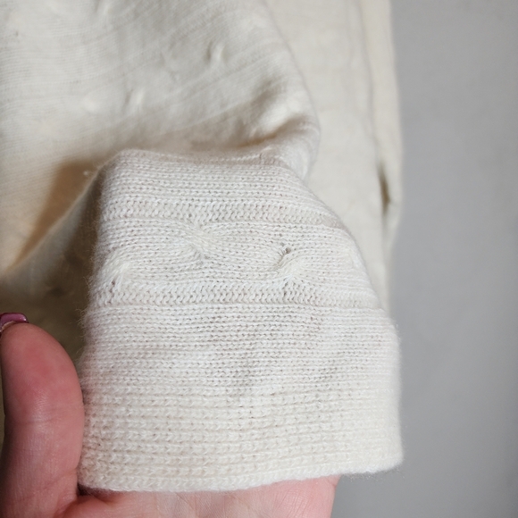 NWT Bianco & Blu Cashmere Merino Wool Cable Knit Cream Sweater Small Oversized - Picture 4 of 16